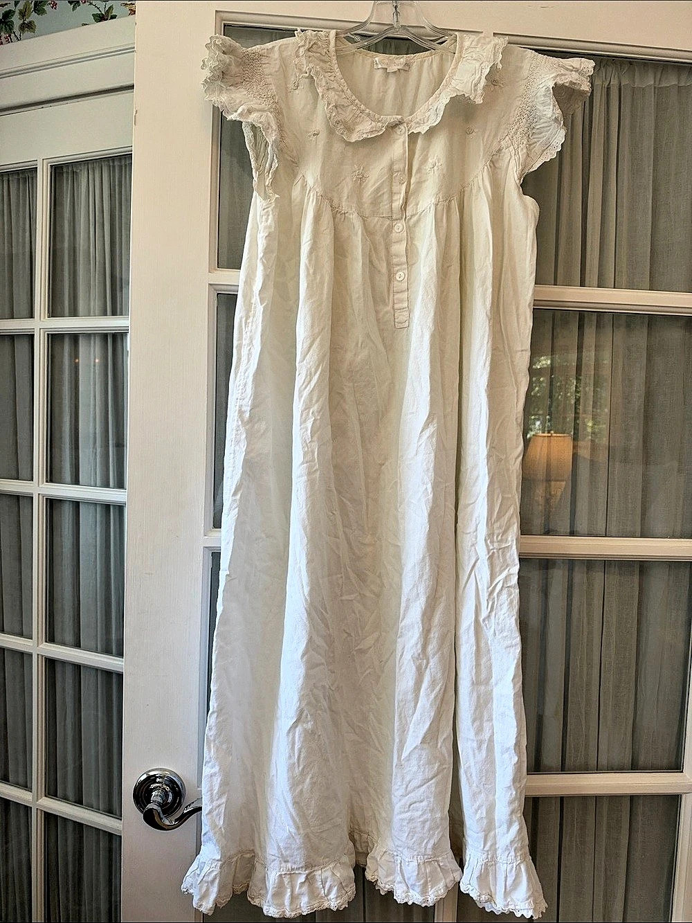 Talsha White Lace Collar Vintage Nightgown XL
